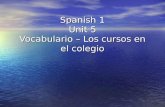 Spanish 1 Unit 5 Vocabulario – Los cursos en el colegio.