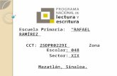 Escuela Primaria: “RAFAEL RAMÍREZ” CCT: 25DPR0229I Zona Escolar: 048 Sector: XIX Mazatlán, Sinaloa.