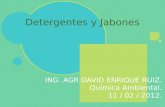 Detergentes y Jabones ING. AGR DAVID ENRIQUE RUIZ. Química Ambiental. 11 / 02 / 2012.