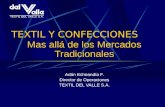 TEXTIL Y CONFECCIONES Mas allá de los Mercados Tradicionales Adán Echeandía F. Director de Operaciones TEXTIL DEL VALLE S.A.