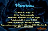 Vitorinos VICTORINO MARTÍN Divisa: Azul y encarnada Señal: Hoja de higuera en las dos orejas Antigüedad: 29 de mayo de 1919 Finca: “Monteviejo”, Moraleja.