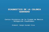 DIAGNOSTICO DE LA COLONIA GUERRERO Centro Histórico de la Ciudad de México, Delegación Cuauhtémoc. Elaboró: Sergio Guzmán Frias.