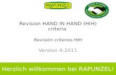 Herzlich willkommen bei RAPUNZEL! Revision HAND IN HAND (HIH) criteria Revisión criterios HIH Version 4-2011.