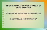 TECNICATURA UNIVERSITARIA EN INFORMATICA GESTION DE RECURSOS INFORMATICOS SEGURIDAD INFORMATICA.