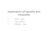 Expressions of equality and inequality Más … que Tan… como Menos … que.
