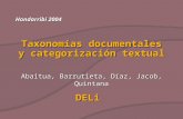 Hondarribi 2004 Taxonomías documentales y categorización textual Abaitua, Barrutieta, Díaz, Jacob, Quintana DELi.