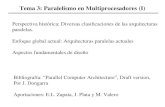 Tema 3: Paralelismo en Multiprocesadores (I) Perspectiva histórica: Diversas clasificaciones de las arquitecturas paralelas. Enfoque global actual: Arquitecturas