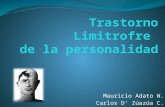 Mauricio Adato W. Carlos D’ Zúazúa C.. ¿Qué es el TLP? Es un patrón generalizado de inestabilidad en las relaciones interpersonales, imagen de si mismo.