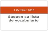 Saquen su lista de vocabulario 7 October 2010. ¿Cuál verbo reflexivo es?