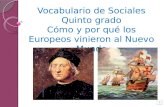 Vocabulario de Sociales Quinto grado Cómo y por qué los Europeos vinieron al Nuevo Mundo.