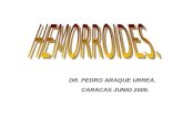 DR. PEDRO ARAQUE URREA. CARACAS JUNIO 2009.. HEMORROIDES DEFINICION: Las hemorroides son estructuras anatómicas normales del canal anal. Su presencia.