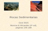 Rocas Sedimentarias Geol 3025 Monroe & Wicander (4 ta ed), paginas 156-189.