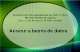 Universidad Interamericana de Puerto Rico Recinto de Barranquitas Centro de Acceso a la Información Acceso a bases de datos.