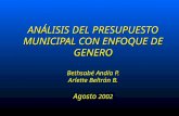 ANÁLISIS DEL PRESUPUESTO MUNICIPAL CON ENFOQUE DE GENERO Bethsabé Andía P. Arlette Beltrán B. Agosto 2002.