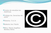 Centro de estudios las Américas. Trabajo de: Derechos de autor Materia. T.I.C.S Roberto Aco Tlachi Mtra. María Angélica Benítez Silvia.
