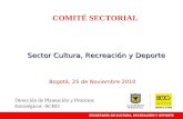 COMITÉ SECTORIAL Sector Cultura, Recreación y Deporte Bogotá, 25 de Noviembre 2010 Dirección de Planeación y Procesos Estratégicos -SCRD.