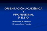 ORIENTACIÓN ACADÉMICA Y PROFESIONAL 2º E.S.O. Departamento de Orientación Mª Luna de Torres Fernández.