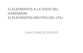 1) ELEMENTOS A LA VISTA DEL HARDWARE 2) ELEMENTOS DENTRO DEL CPU JUAN CARLOS TOLEDO.