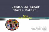 Jardín de niños “María Esther” Itzel Caro Méndez Andrea Jiménez Cuadras Nancy Judith Sánchez Chávez Ruta metodológica.