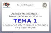 1 Análisis Matemático II Presentaciones en el Aula TEMA 1 Ecuaciones diferenciales ordinarias de primer orden Autor: Gustavo Lores 2015 Facultad de Ingeniería.