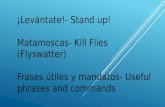 ¡Levántate!- Stand up! Matamoscas- Kill Flies (Flyswatter) Frases útiles y mandatos- Useful phrases and commands.