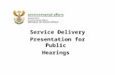 Service Delivery Presentation for Public  Hearings