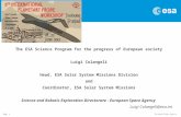 The ESA Science Program for the progress of European society Luigi  Colangeli