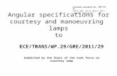 Angular specifications for courtesy and manoeuvring  lamps to
