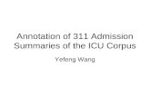 Annotation of 311 Admission Summaries of the ICU Corpus