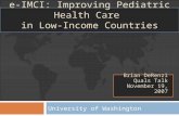 e-IMCI: Improving Pediatric Health Care  in Low-Income Countries