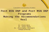 Post BSN DNP and Post MSN DNP Programs Making the Recommendations Real 