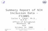 Summary Report of NIH Inclusion Data â€“ FY2005