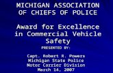 MICHIGAN ASSOCIATION OF CHIEFS OF POLICE Award for Excellence in Commercial Vehicle Safety
