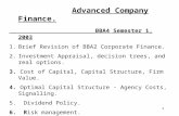 Advanced Company Finance. BBA4 Semester 1, 2003 Brief Revision of BBA2 Corporate Finance.