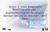Sk‚ad i rola  Komitetu Monitoruj…cego Regionalny Program Operacyjny