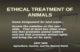 ETHICAL TREATMENT OF ANIMALS