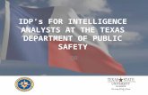 IDP’s FOR INTELLIGENCE ANALYSTS AT THE TEXAS  DEPARTMENT OF PUBLIC SAFETY