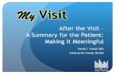 After the Visit –   A Summary for the Patient:  Making it Meaningful