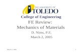 FE Review:  Mechanics of Materials