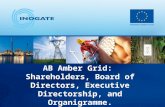 AB Amber Grid:  Shareholders, Board of Directors ,  Executive Directorship ,  and  Organigramme .
