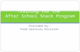 Training for the  After School Snack Program  2013-2014
