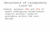 Recurrence of Leiomyomata (cont’d)