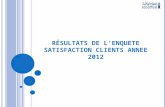 RÉSULTATS DE L’ENQUETE SATISFACTION CLIENTS ANNEE 2012