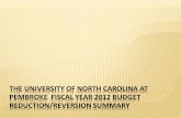 The University  of North Carolina at Pembroke  Fiscal Year 2012 Budget Reduction/Reversion Summary