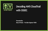 Decoding AWS  CloudTrail with OSSEC Presented By: Barry O  Meara  – Pre Sales Engineer EMEA