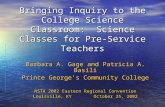 Bringing Inquiry to the College Science Classroom:  Science Classes for Pre-Service Teachers