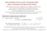 Intermediate Forms and  L’Hospital  Rule  (also  L’Hopital  and Bernoulli Rule)