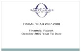 FISCAL YEAR 2007-2008 Financial Report  October 2007 Year To Date