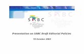 Presentation on SABC Draft Editorial Policies  10 October 2003