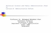 Political Science and Public Administration (Part 2) Lecture-8: Administrative Reform